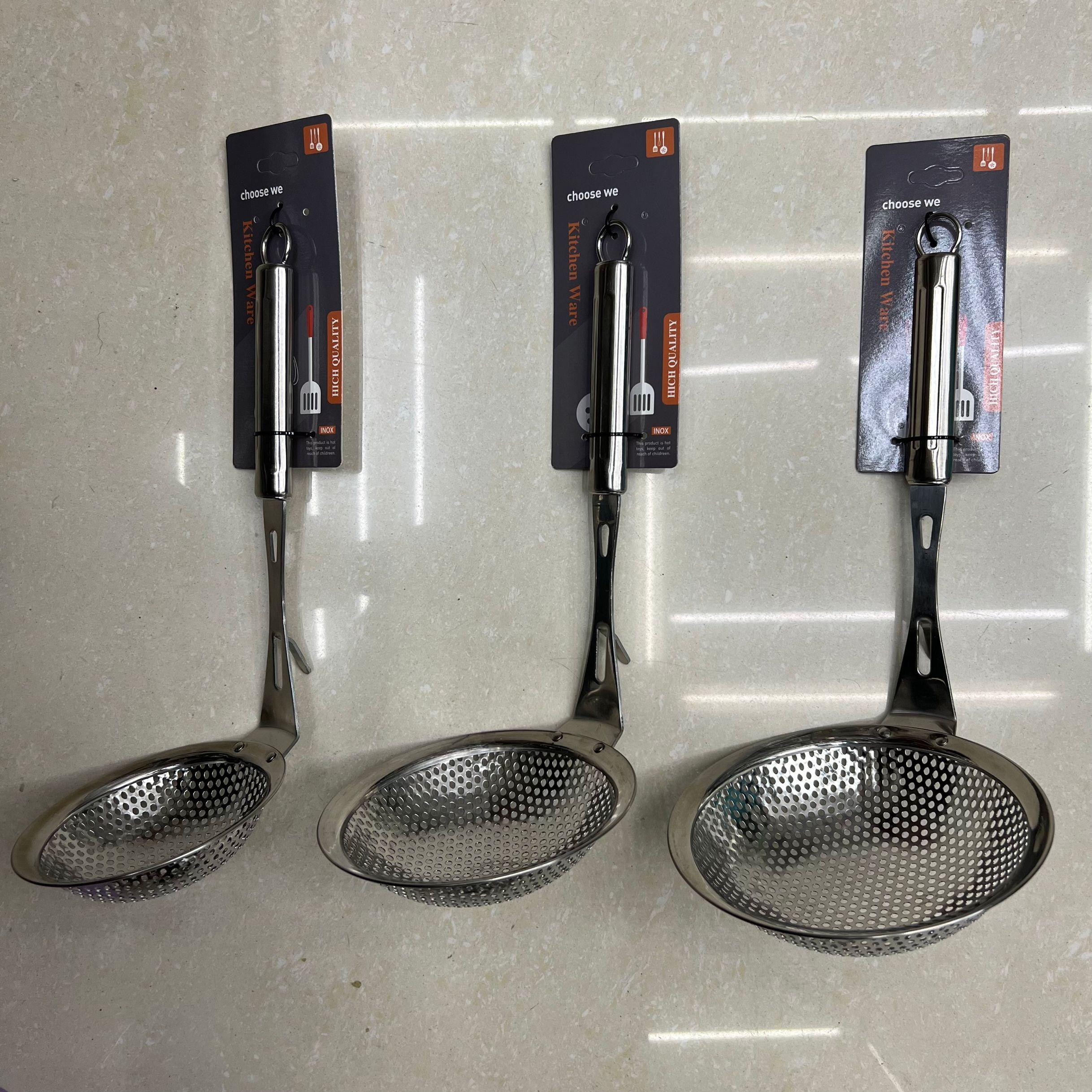 Stainless steel kitchen products 2.5cm flat two-line handle punch leakage