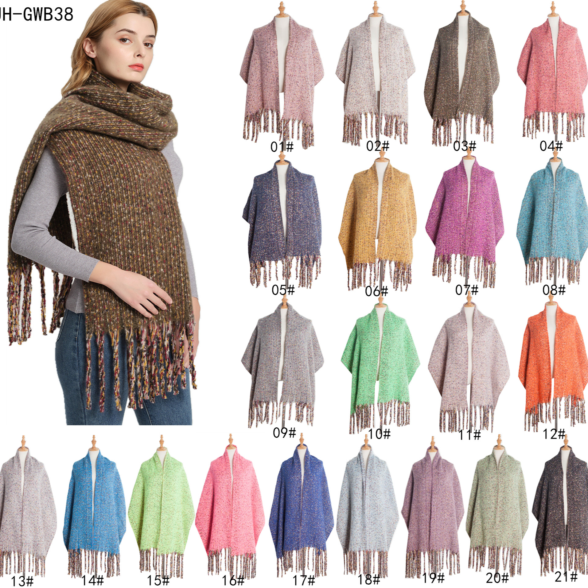 2022 new hot selling Winter ladies colorful Cashmere circle yarn polyester scarf shawl details Picture