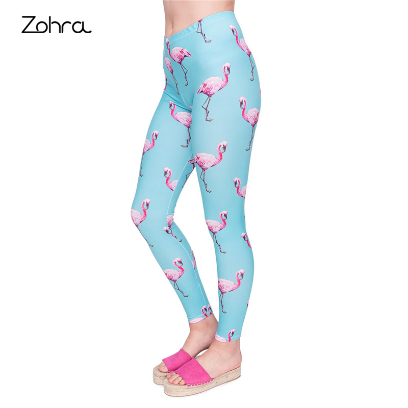 zohra Spring/Summer export Flamingo 3D printed women's yoga pants, nude leggings and outdoor cycling pants details Picture
