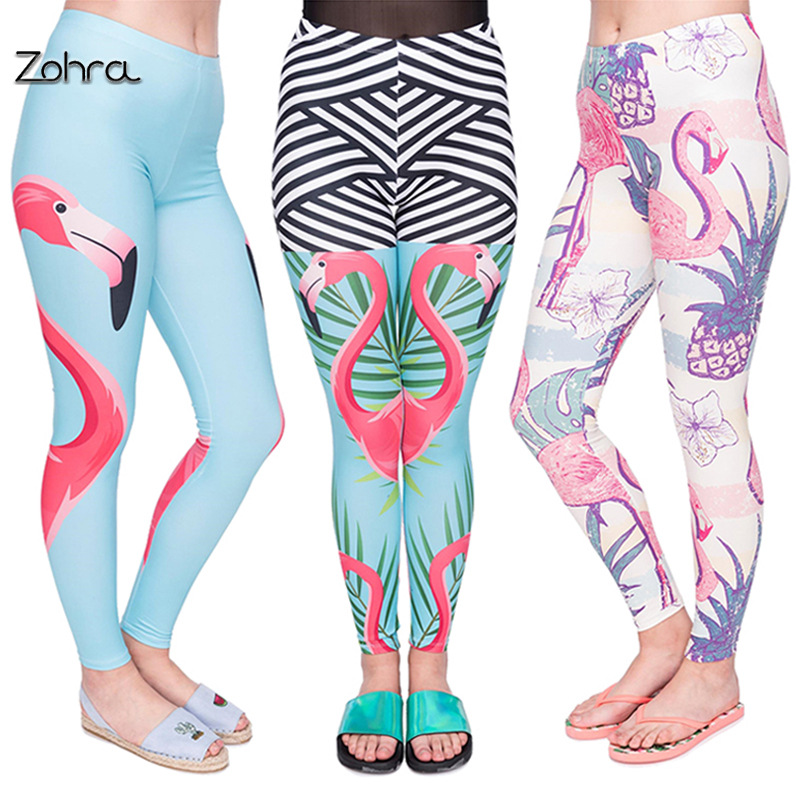zohra Spring/Summer export Flamingo 3D printed women's yoga pants, nude leggings and outdoor cycling pants