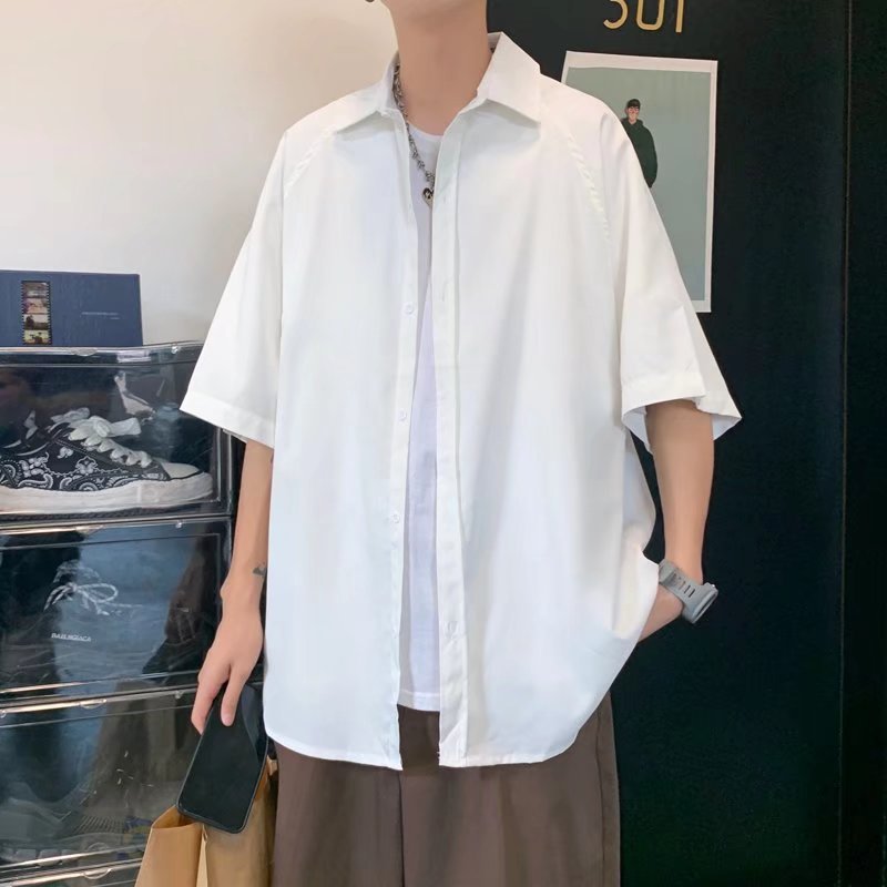 One-stop delivery of the 2022 Korean version of the trendy and fashionable Hong Kong-style Instagram cool men's short-sleeved shirt jacket details Picture