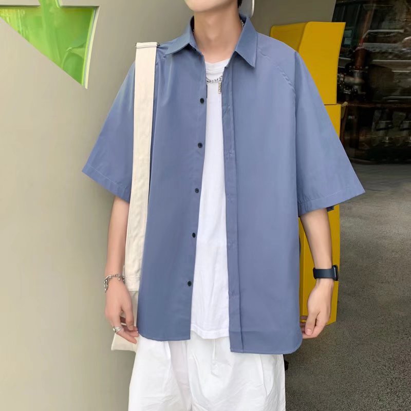 One-stop delivery of the 2022 Korean version of the trendy and fashionable Hong Kong-style Instagram cool men's short-sleeved shirt jacket Application Scenario