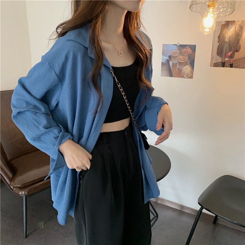 Summer thin sun-protective shirt jacket for women 2021 new spring and autumn Korean style cardigan for petite long-sleeved top, trendy Specification image