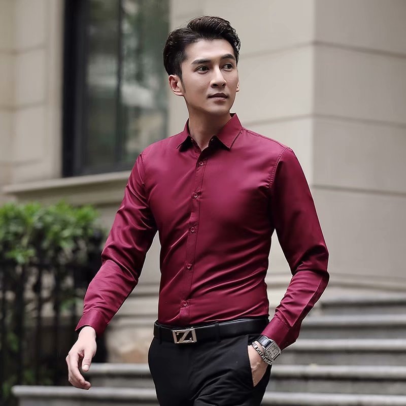 2022 Korean-style slim-fit men's white shirt, new men's long-sleeved shirt color, one-piece non-ironing inch shirt, available for delivery Application Scenario