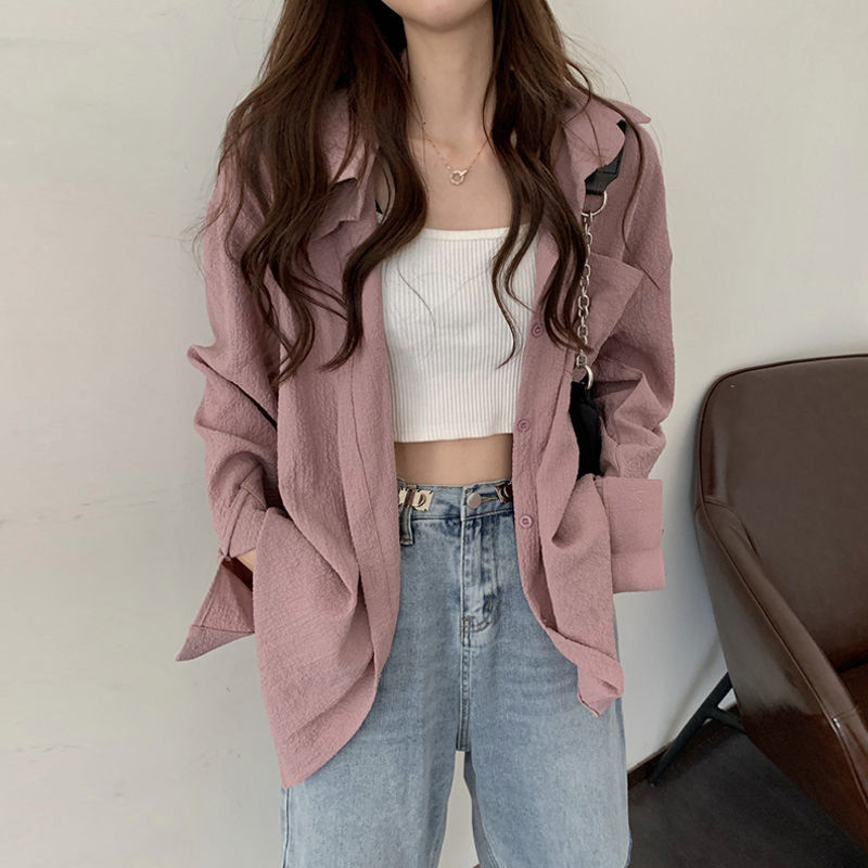 Summer thin sun-protective shirt jacket for women 2021 new spring and autumn Korean style cardigan for petite long-sleeved top, trendy details Picture