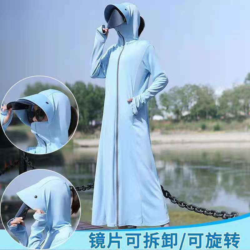 Sun protection clothing for women 2021 New Long summer full-body UV protection ice silk breathable thin loose long-sleeved coat Item Picture