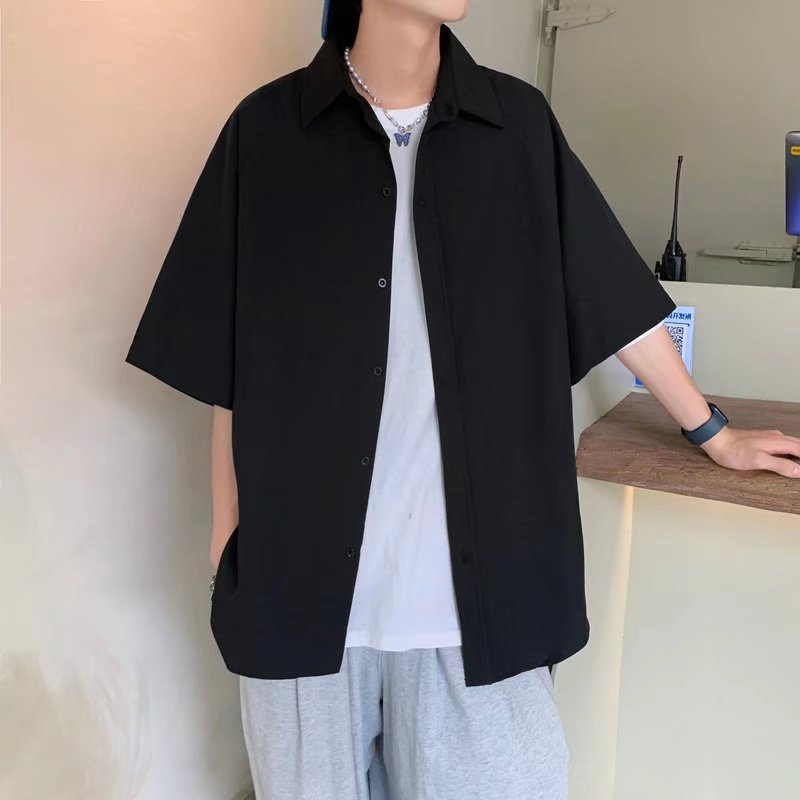 One-stop delivery of the 2022 Korean version of the trendy and fashionable Hong Kong-style Instagram cool men's short-sleeved shirt jacket