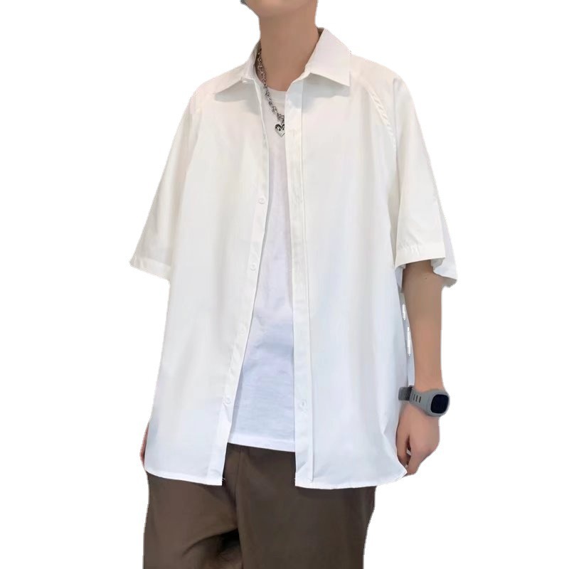 One-stop delivery of the 2022 Korean version of the trendy and fashionable Hong Kong-style Instagram cool men's short-sleeved shirt jacket Item Picture