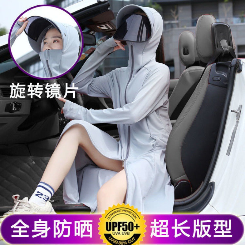 Sun protection clothing for women 2021 New Long summer full-body UV protection ice silk breathable thin loose long-sleeved coat details Picture