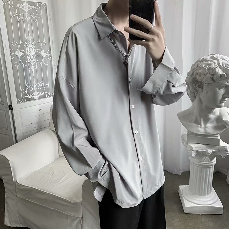The 2021 autumn new long-sleeved shirt for men, with a flowing white top and a light mature style, is a casual and loose men's wear Application Scenario