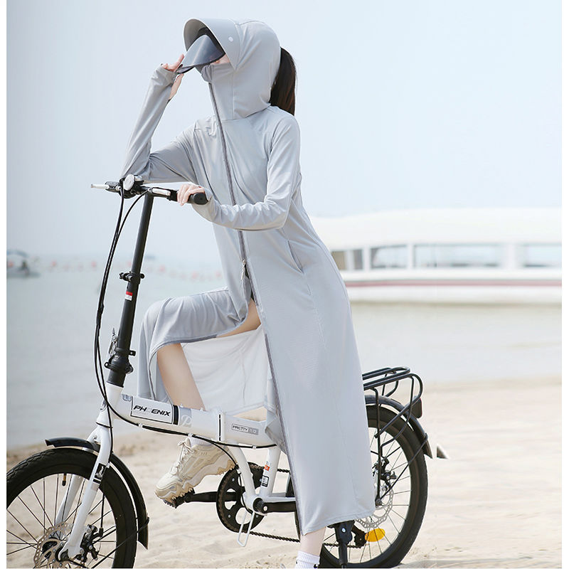 Sun protection clothing for women 2021 New Long summer full-body UV protection ice silk breathable thin loose long-sleeved coat details Picture