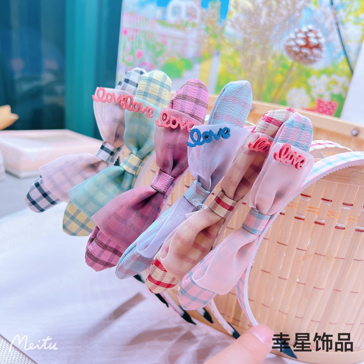 YAJA children's hair band, Korean princess anti-slip headband, bow fabric with teeth, sweet and super cute headband hair accessory details Picture