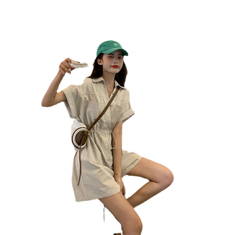 2022 New style women's summer petite jumpsuit, a popular loose short-sleeved workwear jumpsuit details Picture