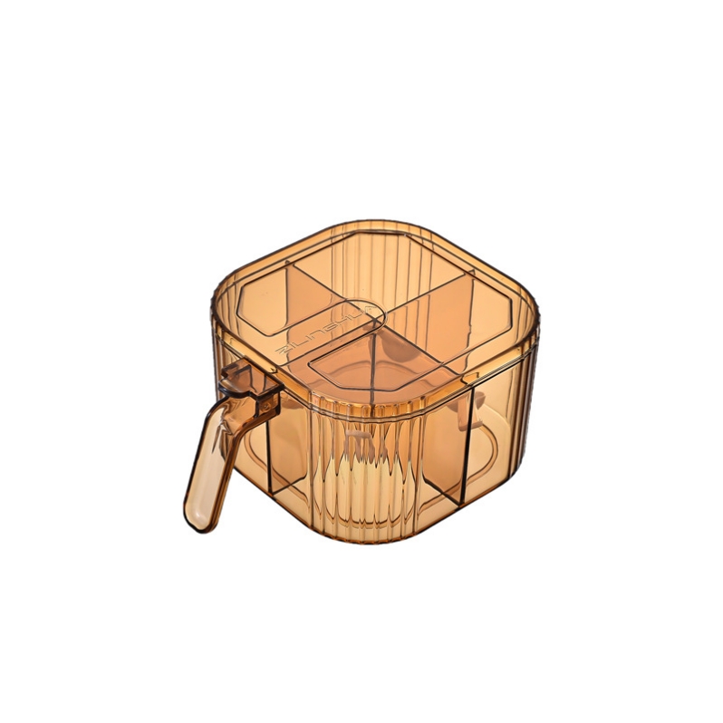 Household kitchen seasoning box combination set: Four-compartment integrated salt and monosodium glutamate jar. Household multi-compartment seasoning box with lid storage Item Picture