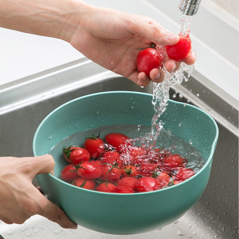 Rice-washing basket, vegetable-washing basin, draining basket, kitchen plastic fruit and rice washing sieve, household vegetable storage basket Specification image