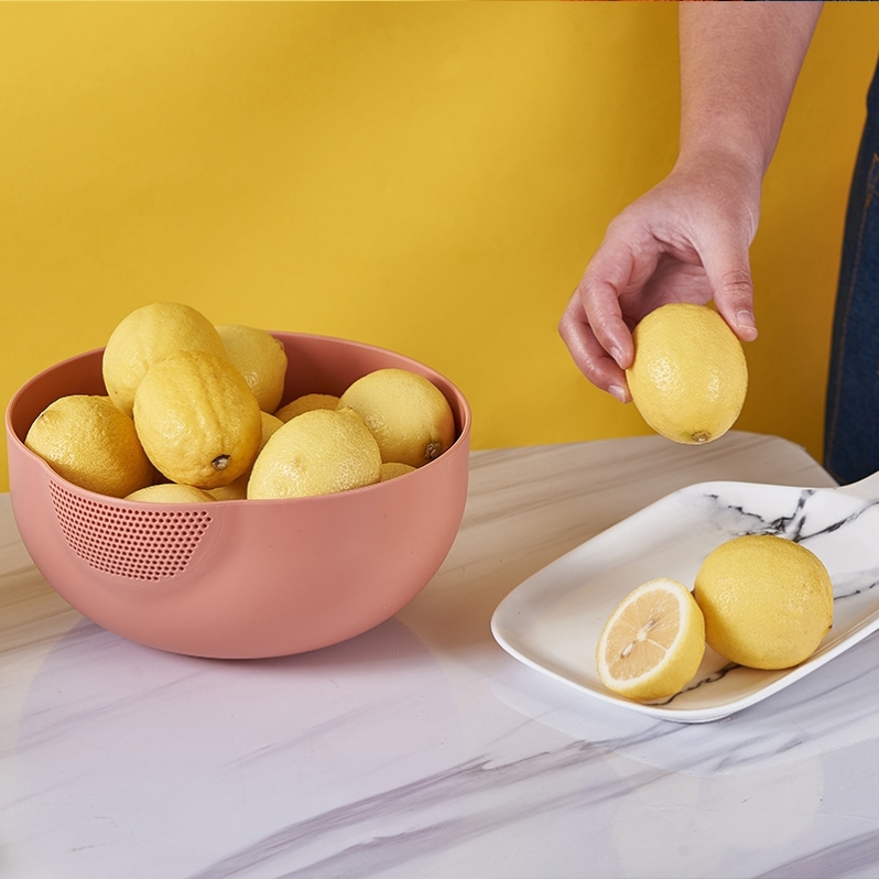 Rice-washing basket, vegetable-washing basin, draining basket, kitchen plastic fruit and rice washing sieve, household vegetable storage basket Item Picture