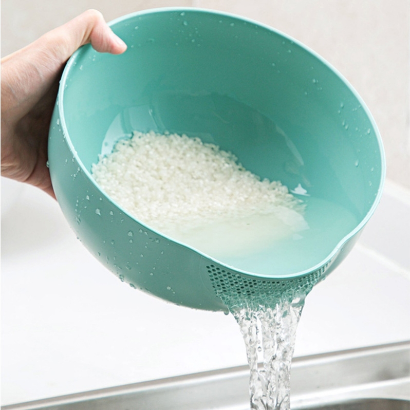 Rice-washing basket, vegetable-washing basin, draining basket, kitchen plastic fruit and rice washing sieve, household vegetable storage basket details Picture
