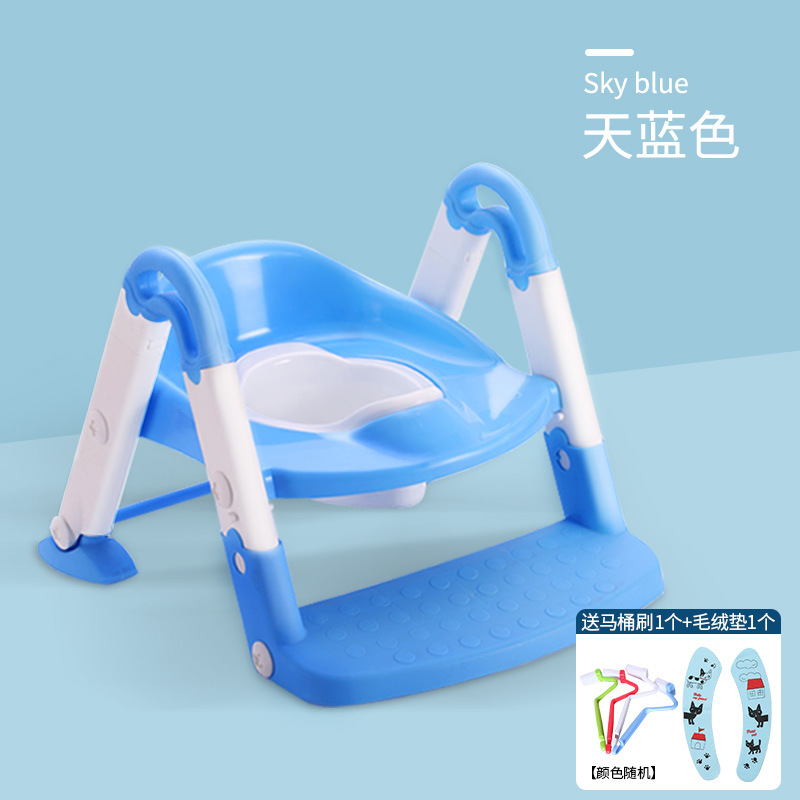 幼儿童马桶女宝宝坐便器男尿盆楼梯式两用辅助小孩蹲便器蹲凳母婴白底实物图