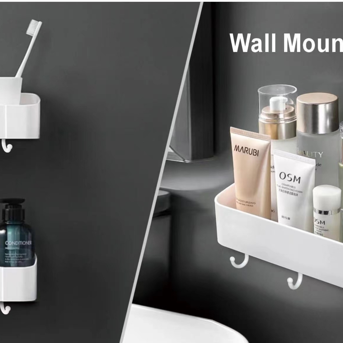 Non-drilling bathroom storage rack, triangular rack, storage rack, wall-mounted bathroom washbasin, single-layer corner rack details Picture