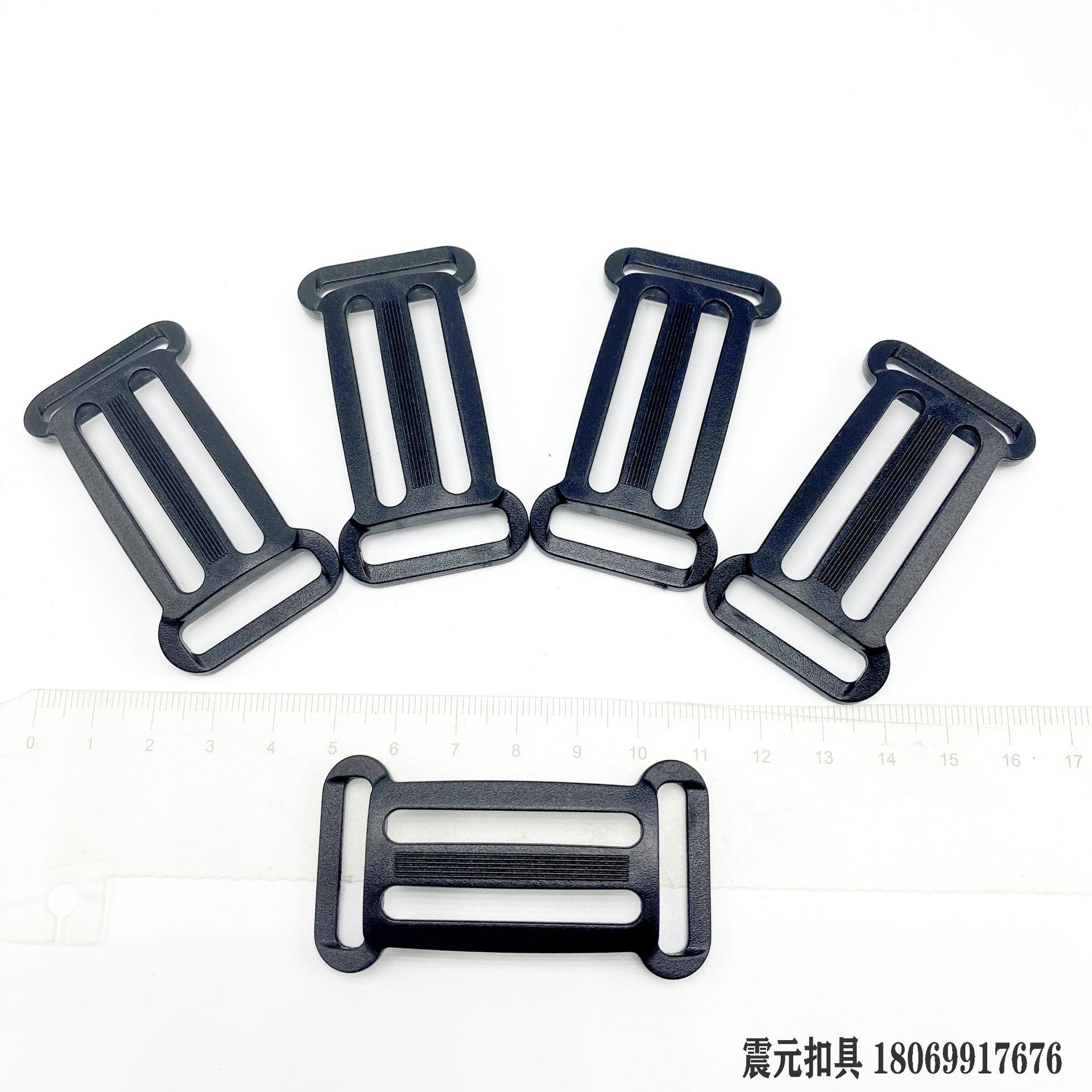 Plastic multi-sided buckle adjustment buckle, plastic three-position buckle, plastic square ring and square buckle, black luggage accessories in stock, quick delivery details Picture