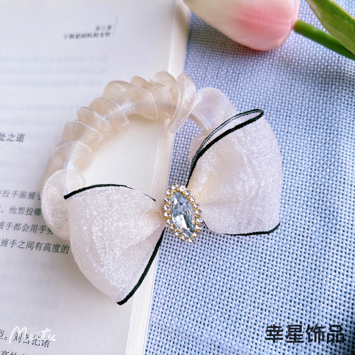 YAJA diamond pearl bow hair band, elegant and simple, gauze hair tie, leather band women's hair tie, Korean-style headwear, multiple styles Application Scenario