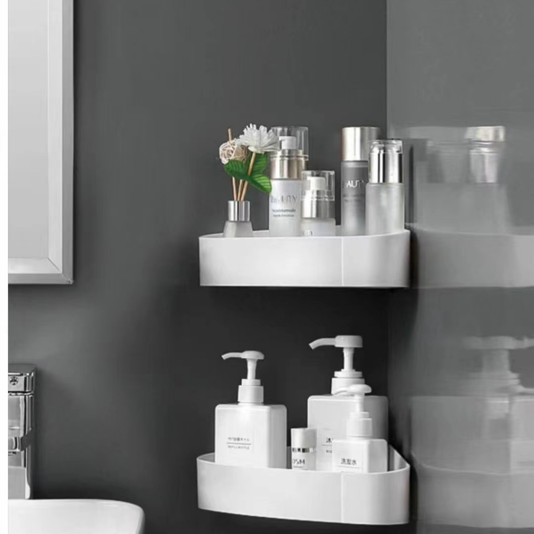 Non-drilling bathroom storage rack, triangular rack, storage rack, wall-mounted bathroom washbasin, single-layer corner rack Specification image