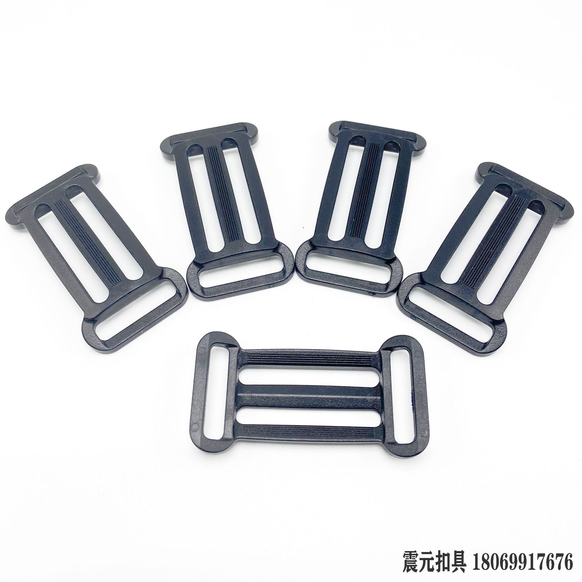 Plastic multi-sided buckle adjustment buckle, plastic three-position buckle, plastic square ring and square buckle, black luggage accessories in stock, quick delivery Item Picture