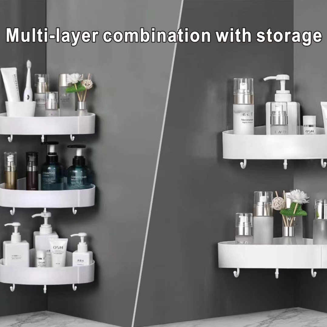 Non-drilling bathroom storage rack, triangular rack, storage rack, wall-mounted bathroom washbasin, single-layer corner rack