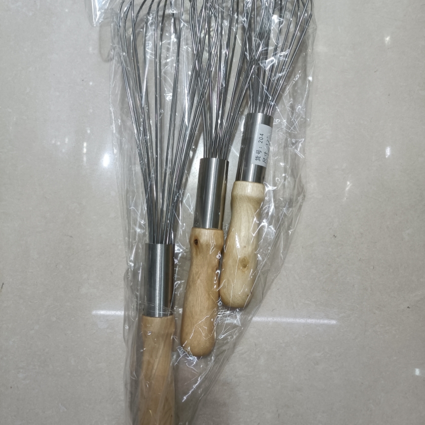 Stainless steel round handle manual egg beater, mixer, baking tool, egg liquid beating tool Item Picture