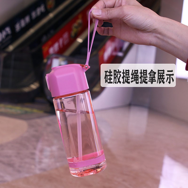 35823 New Korean version transparent pop-up lid straw cup, male and female student drinking cup, square fashionable space cup, couple 1 details Picture