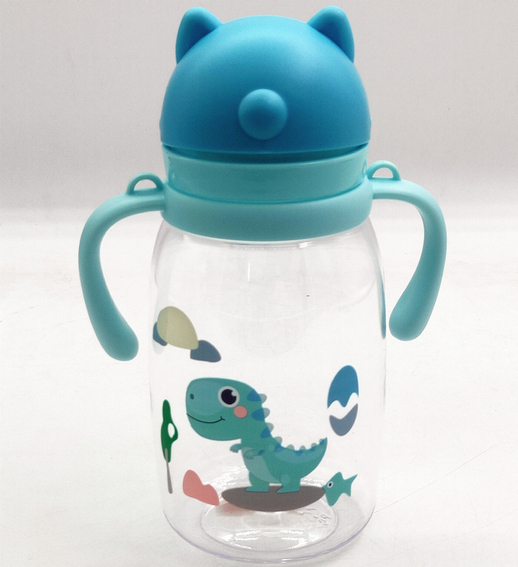 2022 niños slip cover handle plastic pajita cup kindergarten bebé ir a la escuela beber jarra doble beber taza Item Picture