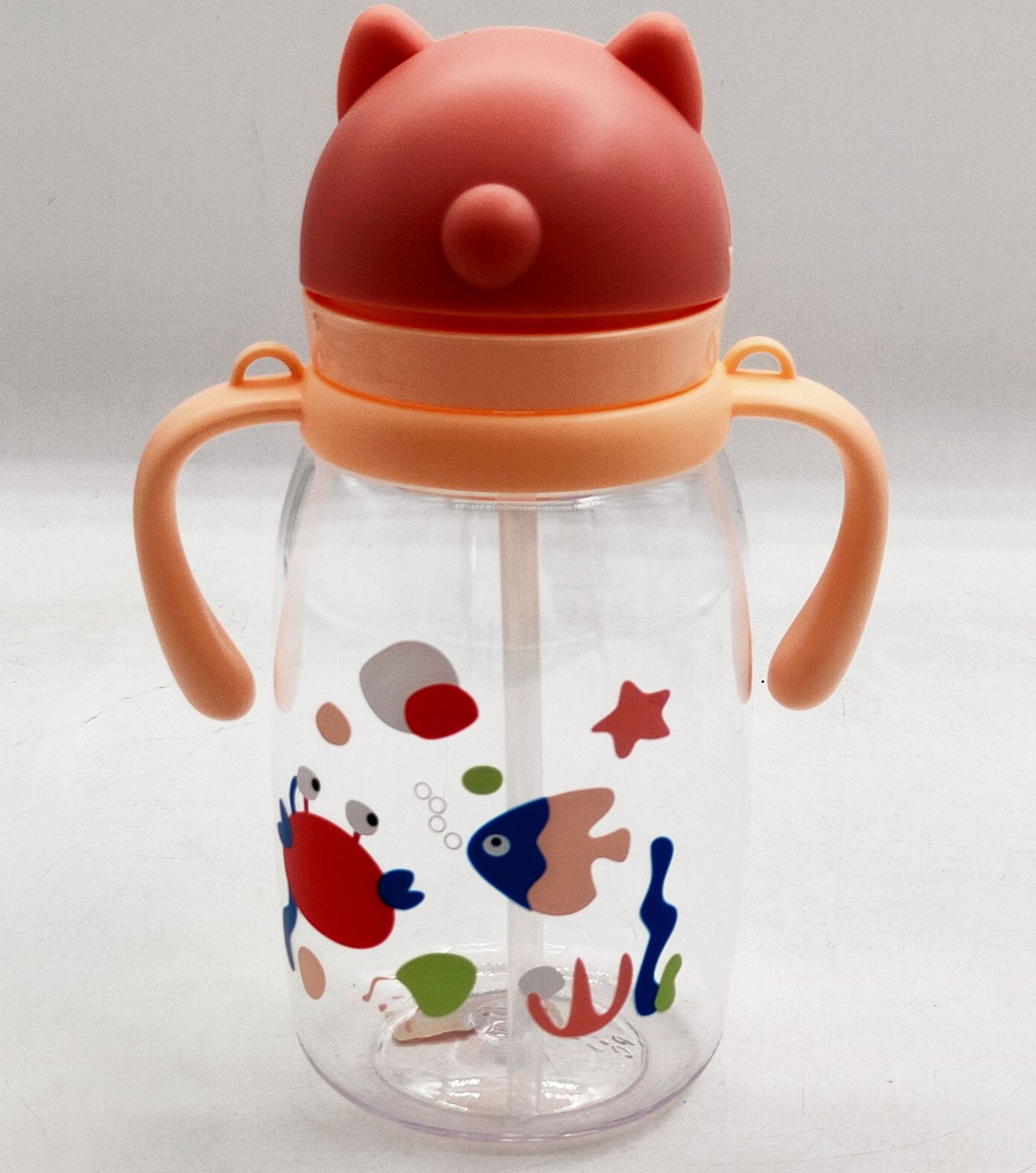 2022 niños slip cover handle plastic pajita cup kindergarten bebé ir a la escuela beber jarra doble beber taza details Picture