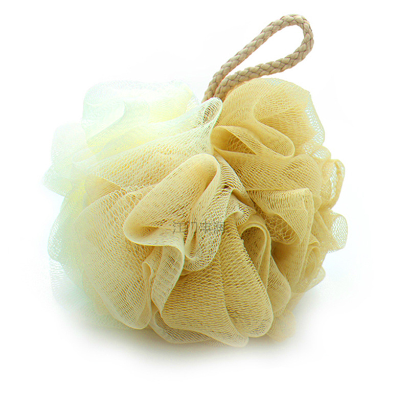 The recycled material bath balls produced by the bath ball manufacturer have large-sized scrubbing and foaming nets on both sides. Customized bath flowers are available in various styles details Picture