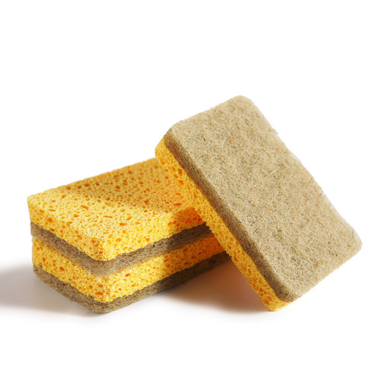 Biodegradable sisal wood pulp cotton brush for kitchen cleaning, oil-free dishwashing wood pulp sponge wipe, wood pulp cotton dishwashing wipe
