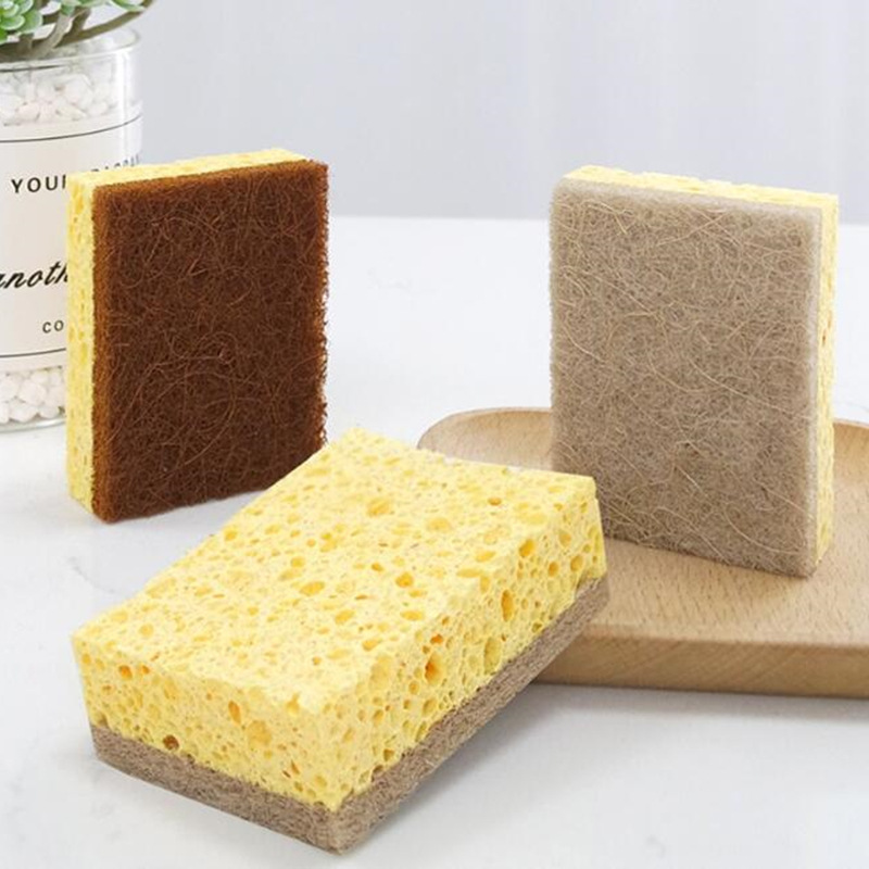 Biodegradable sisal wood pulp cotton brush for kitchen cleaning, oil-free dishwashing wood pulp sponge wipe, wood pulp cotton dishwashing wipe details Picture