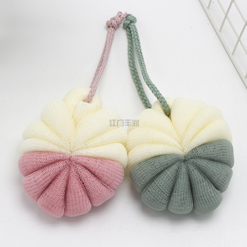 Factory direct sales, encrypted, non-breakable, soft and durable, pumpkin-shaped scrubbing bath flowers Specification image