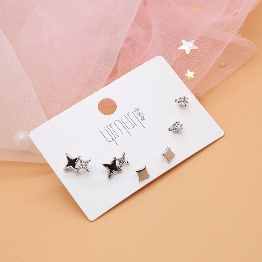 【 3-pair Set 】 Korean-style simple and elegant earrings, Week Stud earrings, a best-selling earring set for female students with three pairs of earrings Item Picture