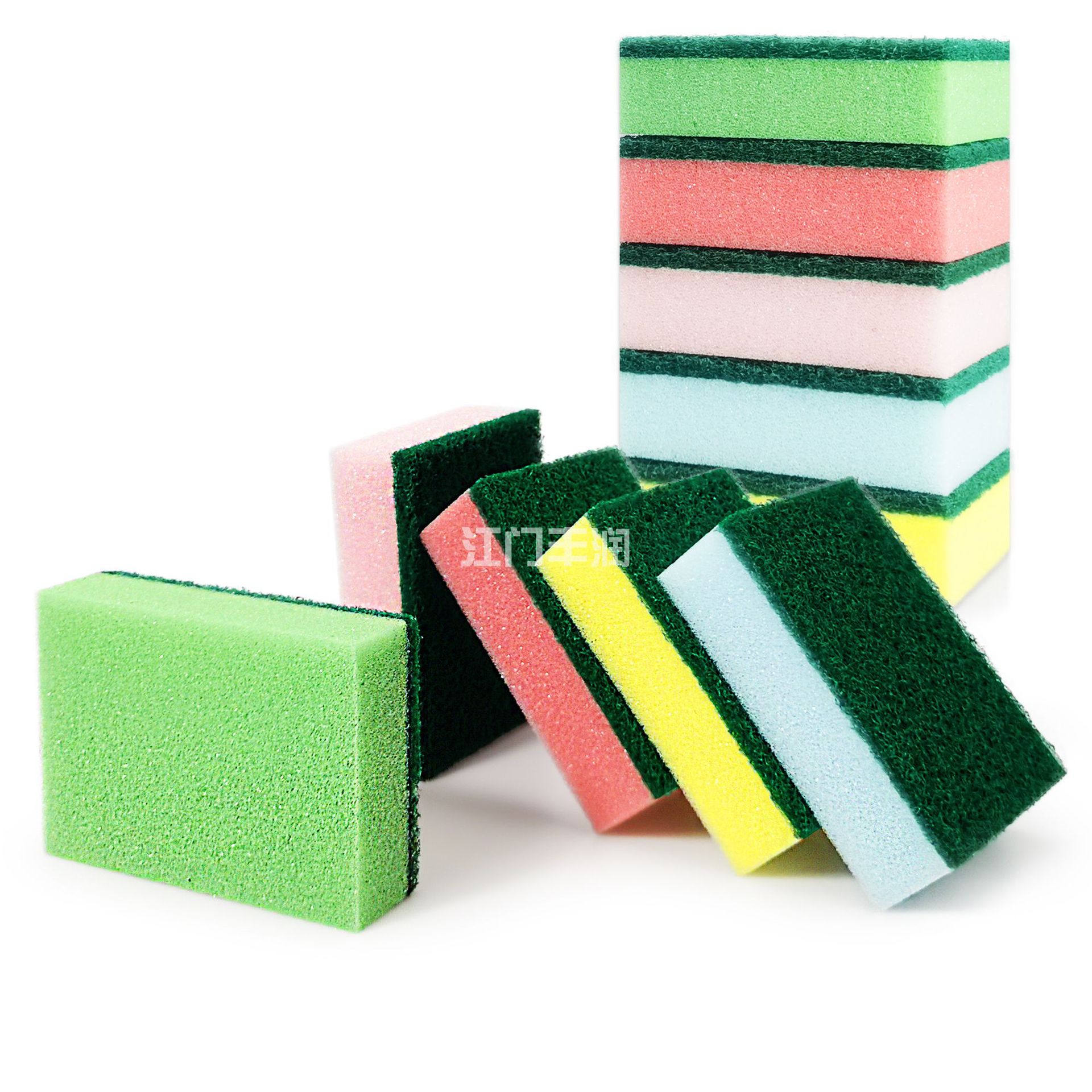 Household dishwashing sponges, scouring pads, double-sided sponge blocks, kitchenware, dishwashing and pot washing details Picture