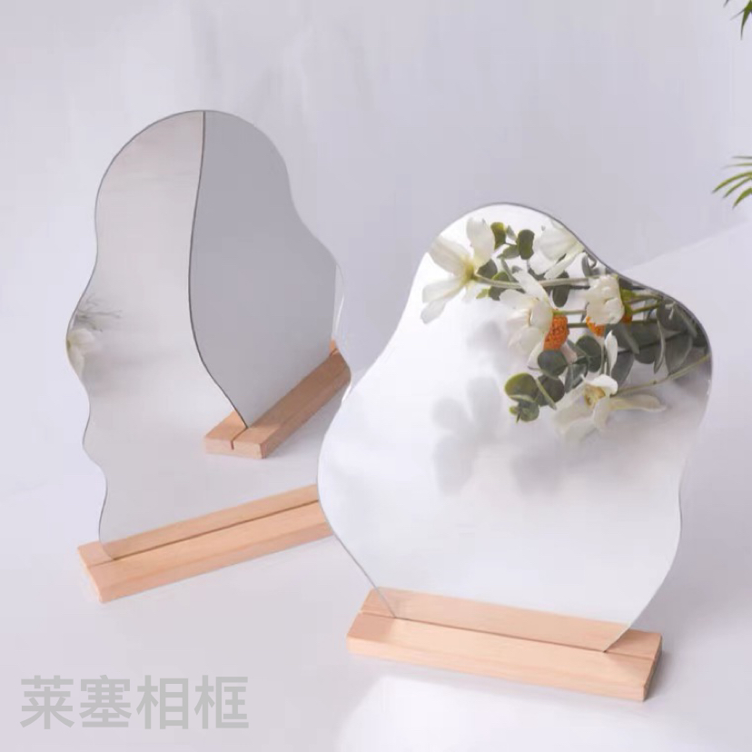 Acrylic lens + beech wood base creative decorative items for home decoration, living room and bedroom craft mirrors Specification image