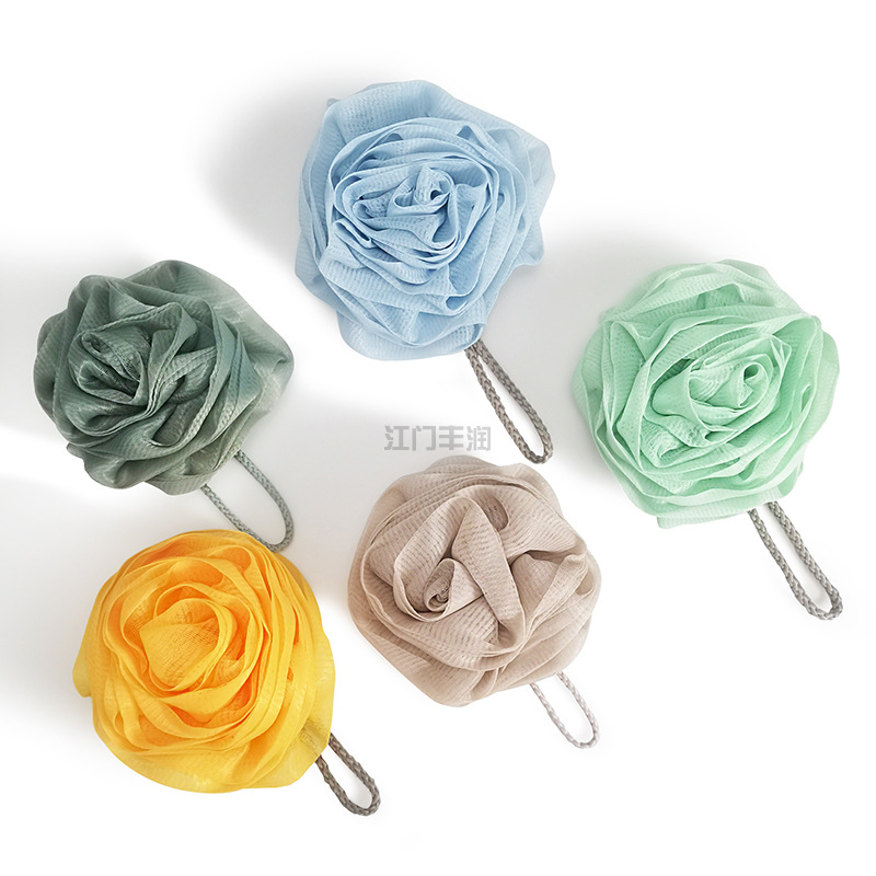 厂家直销玫瑰花型 花型浴球 美观实用多款颜色 玫瑰花详情图1