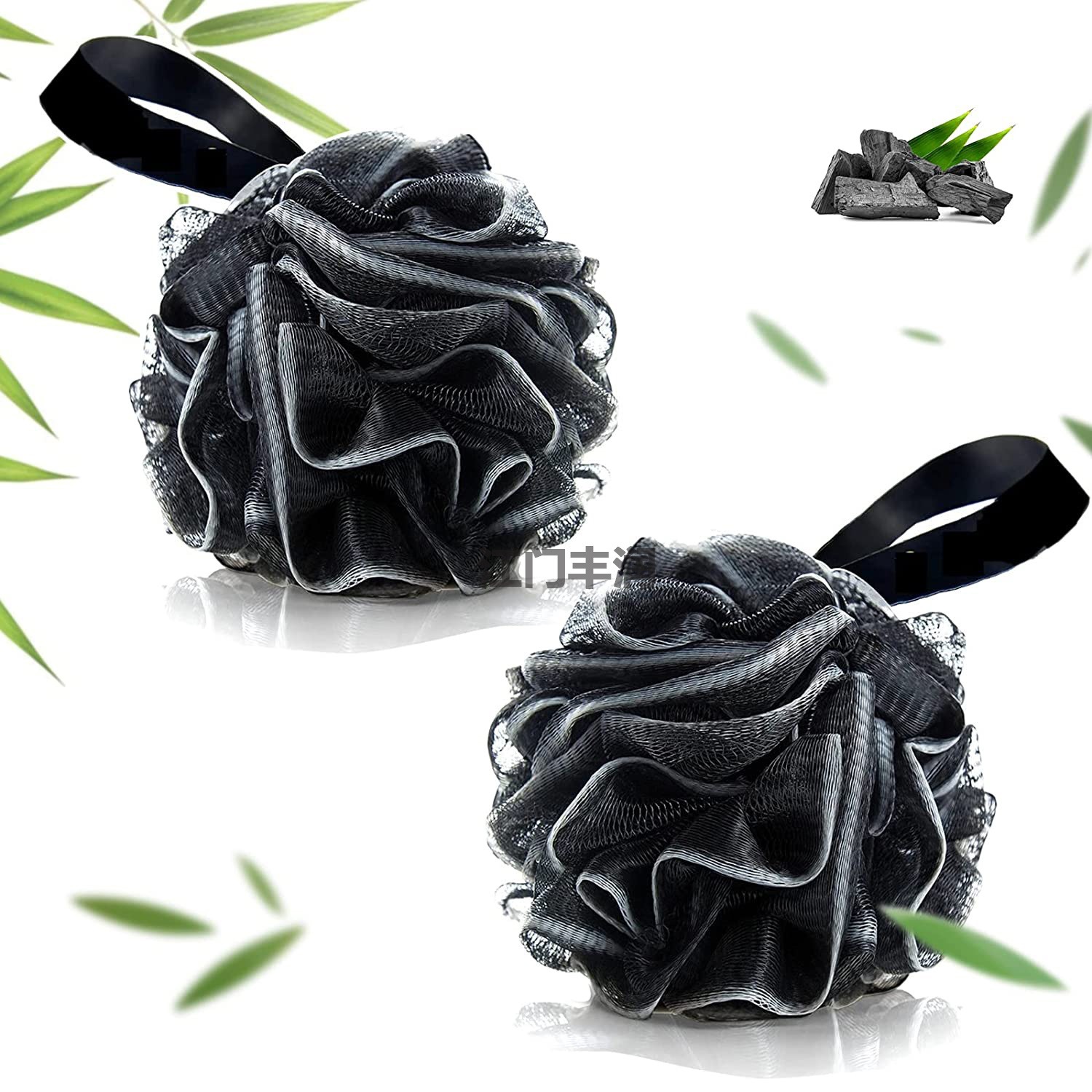 The manufacturer recommends black bamboo charcoal fiber bath balls for large scrubbing, soft PE exfoliating foaming, and bath balls for flower baths Application Scenario