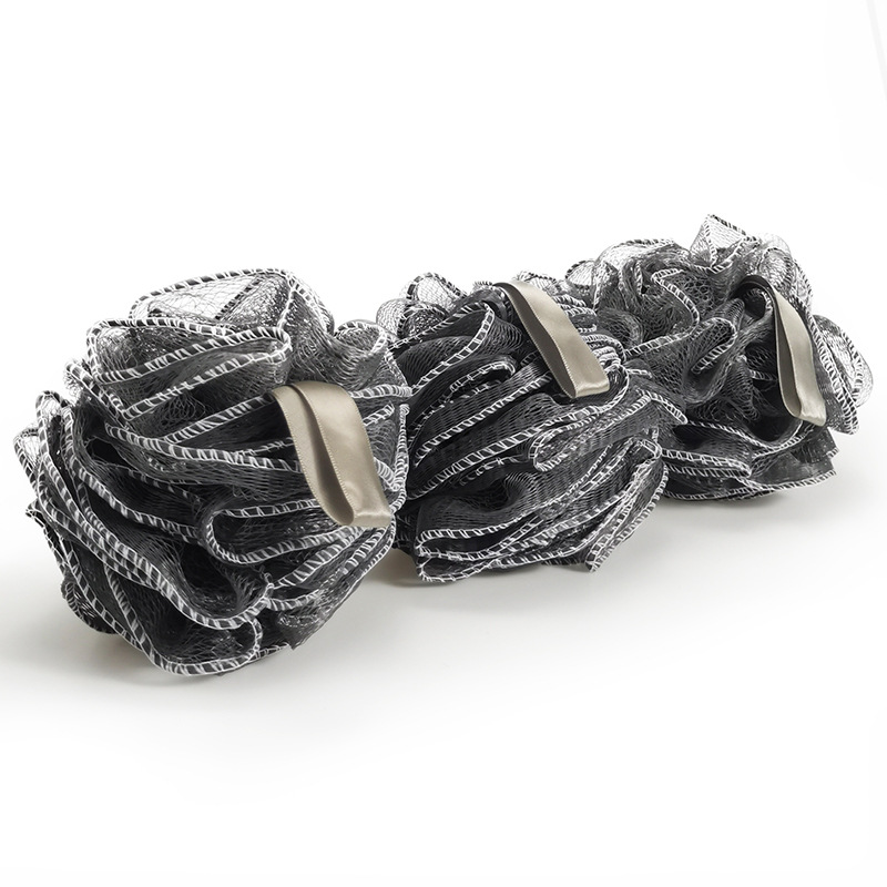 We recommend the new gray-black bamboo charcoal bath flower. You can order large men's bath balls and bath flower scrubs made of recycled materials Item Picture