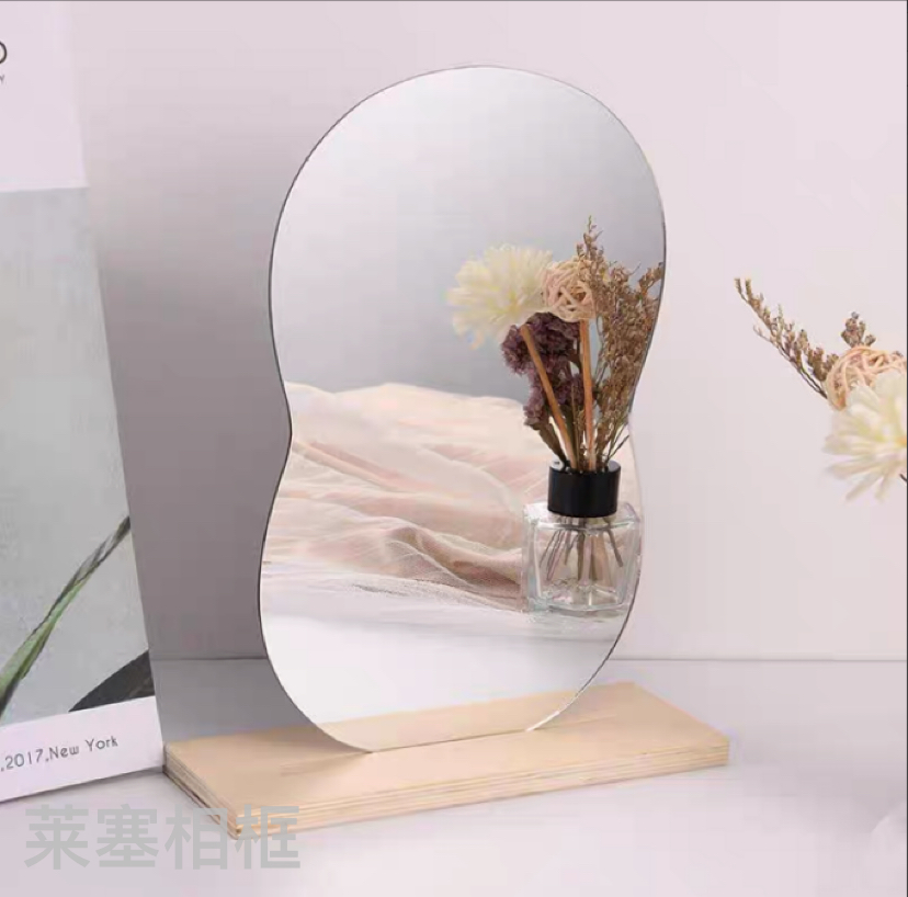 Acrylic lens + beech wood base creative decorative items for home decoration, living room and bedroom craft mirrors details Picture