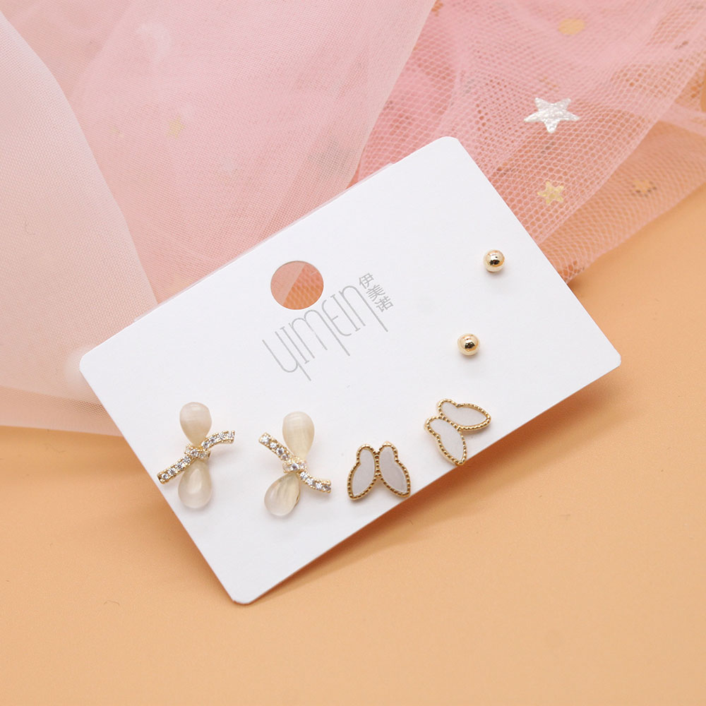 【 3-pair Set 】 Korean-style simple and elegant earrings, Week Stud earrings, a best-selling earring set for female students with three pairs of earrings details Picture