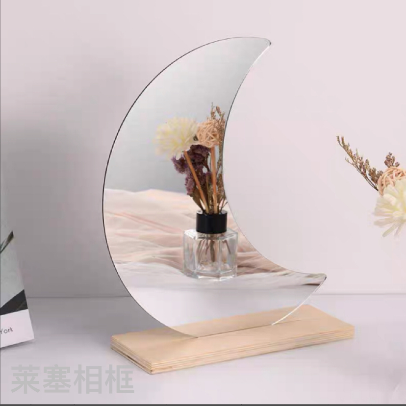 Acrylic lens + beech wood base creative decorative items for home decoration, living room and bedroom craft mirrors Specification image