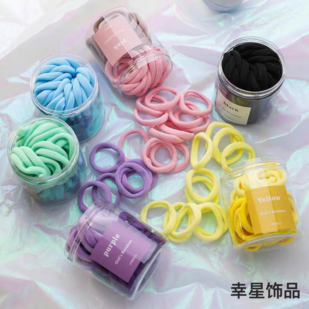 Yongai Jiu Ai 50 trendy girl hair ties, cute and colorful hair bands, elegant and high-elasticity hair ties, candy-colored rubber bands Specification image