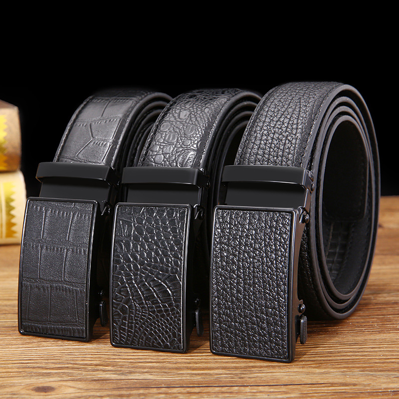 Men's belt with crocodile bark automatic buckle belt, business new scratch-resistant casual belt, our own factory