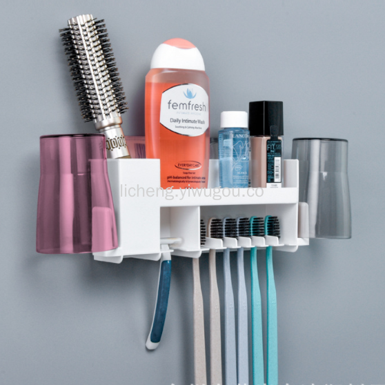 Bathroom organization, storage and cleaning tools, non-perforated toothbrush holder, toothbrush seat, mouthwash cup set, item storage rack Specification image