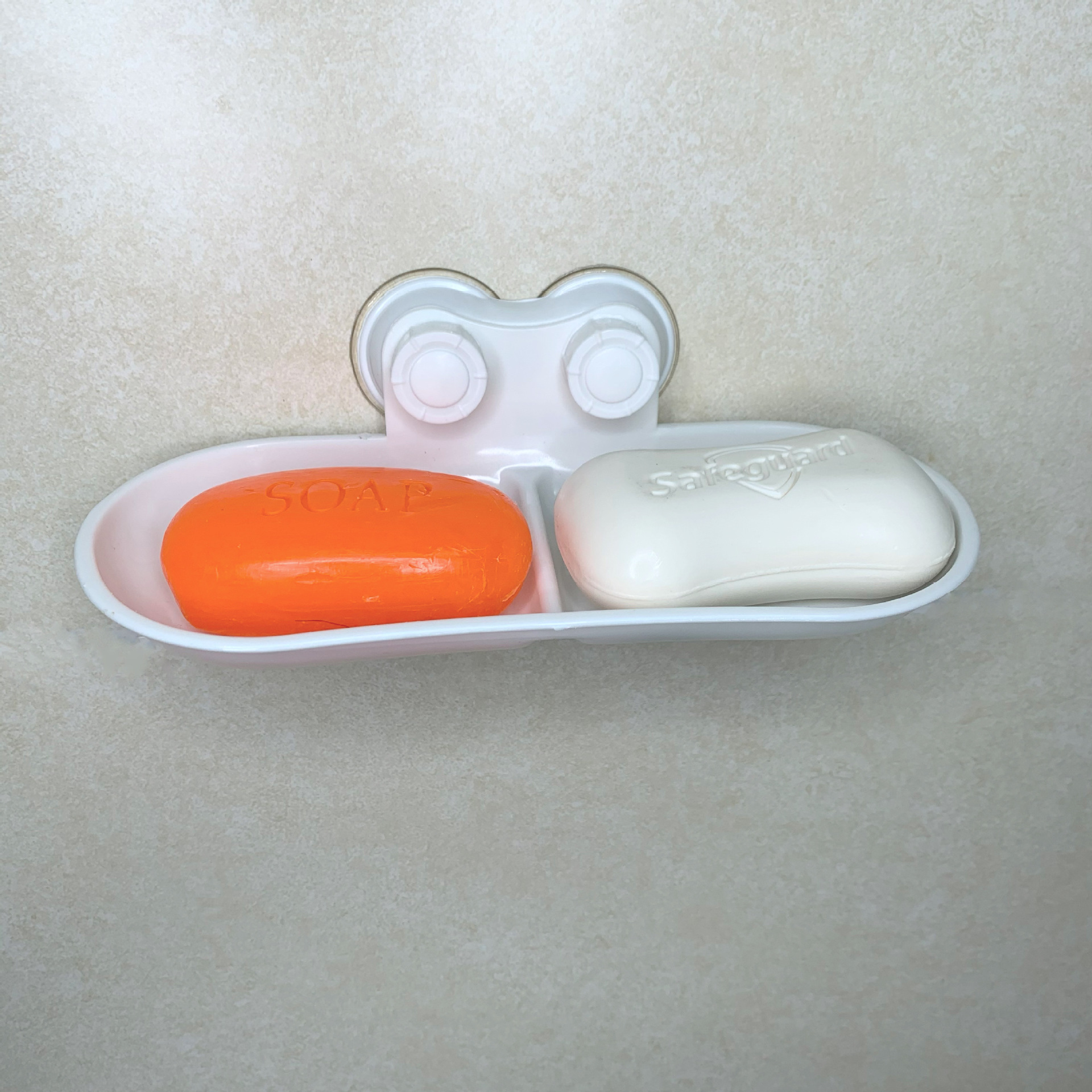 Bathroom double-compartment soap box, soap box, wall-mounted draining soap rack, powerful suction cup, handcrafted soap box storage