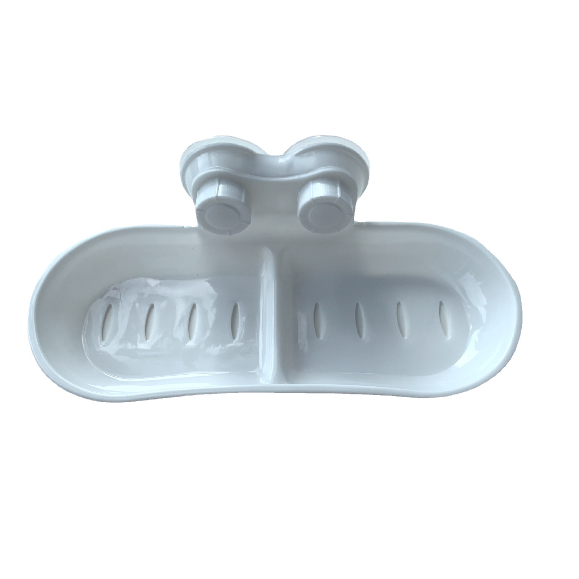 Bathroom double-compartment soap box, soap box, wall-mounted draining soap rack, powerful suction cup, handcrafted soap box storage Application Scenario